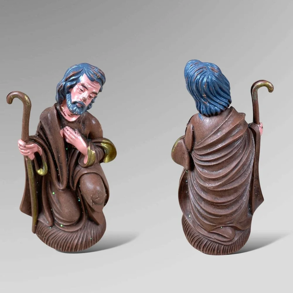 Vintage Italy Nativity Figures Lot of 9 Plastic Joseph Wise Men Angel Shepherds